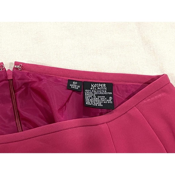 Kasper Women's Petite Pink Long Sleeve Button Front Skirt Suit Size 6P - Picture 12 of 13
